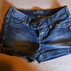 Silver Jeans Blue Cut-Off Jean Shorts with Distressed Look
